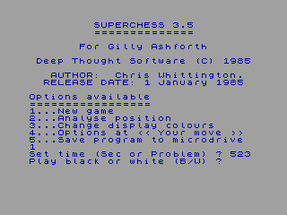 SUPER CHESS — ZX SPECTRUM GAME ИГРА