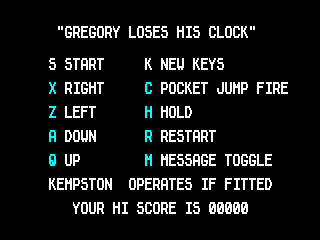 Gregory Loses His Clock — ZX SPECTRUM GAME ИГРА