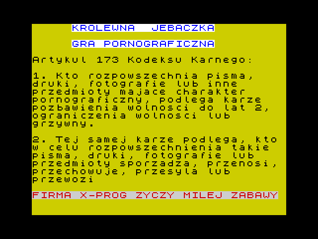 Krolewna Jebaczka — ZX SPECTRUM GAME ИГРА